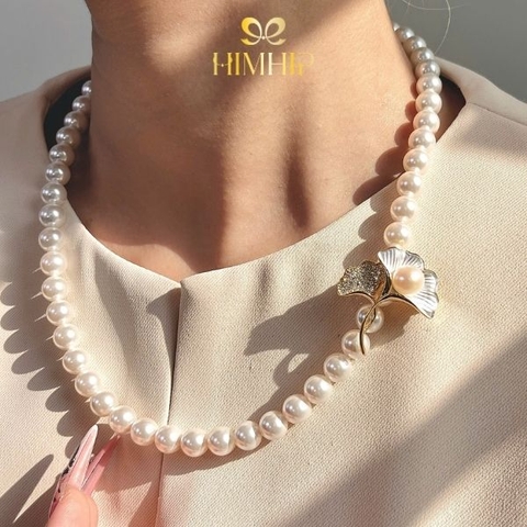 Set Trang Sức HimHip Vòng Cổ Tinh Thể 8Li, Khuyên Tai Ngắn Trai Thật & Cài Áo Phúc Lộc Hạnh Ngân Kèm Túi Hộp Thiệp -114