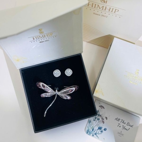 Set Quà HimHip Khuyên Tai & Cài Áo Kèm Túi Hộp Thiệp - 296