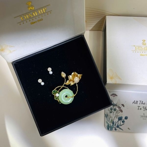 Set Quà HimHip Khuyên Tai & Cài Áo Kèm Túi Hộp Thiệp - 319