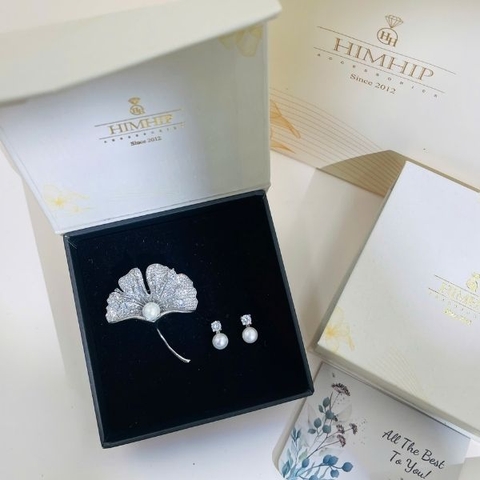 Set Quà HimHip Khuyên Tai & Cài Áo Kèm Túi Hộp Thiệp - 298