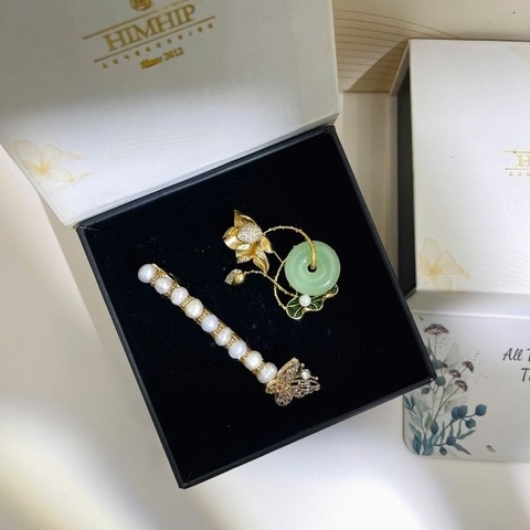 Set Quà HimHip Kẹp Bấm & Cài Áo Kèm Túi Hộp Thiệp - 137