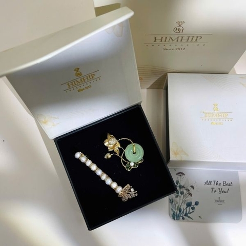 Set Quà HimHip Kẹp Bấm & Cài Áo Kèm Túi Hộp Thiệp - 137