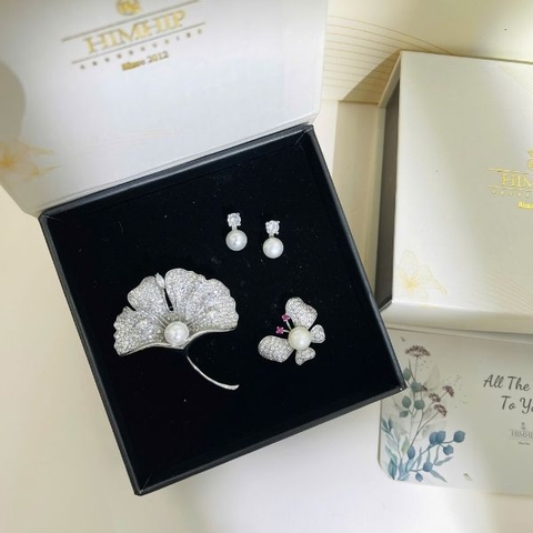 Set Quà HimHip Khuyên Tai & Cài Áo Kèm Túi Hộp Thiệp - 307