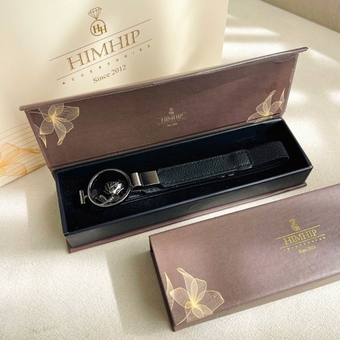 Set Quà Dây Lưng HimHip Chun Mix Da Khoá Bạc Hình Hoa Hồng Sang Trọng 1.5x66cm Kèm Túi Hộp Thiệp - 01