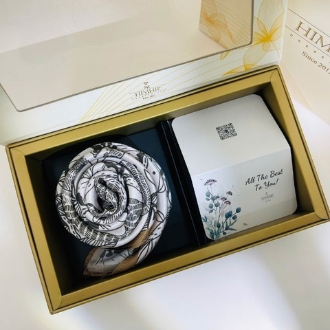 Set Quà HimHip Khăn Lụa Cao Cấp 65x65cm Kèm Túi Hộp Thiệp - 1144