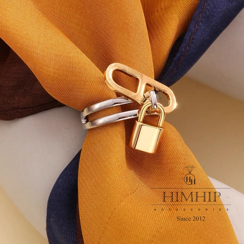 Cài Khăn Ống HimHip Size To Charm Ổ Khóa Nhỏ Thanh Lịch HKCC 2x2cm
