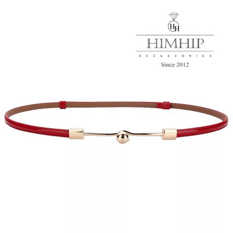 Dây Lưng Da Thật Khóa Hình Giọt Nước Sang Trọng- 78cm- Đỏ