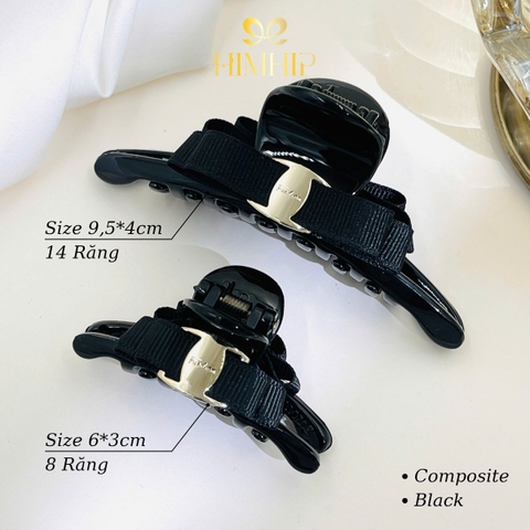 Kẹp Càng Cua HimHip Composite Dáng Dẹt Gắn Nơ Hai Lớp Khuy HKCC