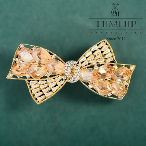 Kẹp Bấm HimHip HKCC Đính Phale Nơ Chéo Sang Trọng 3x7cm