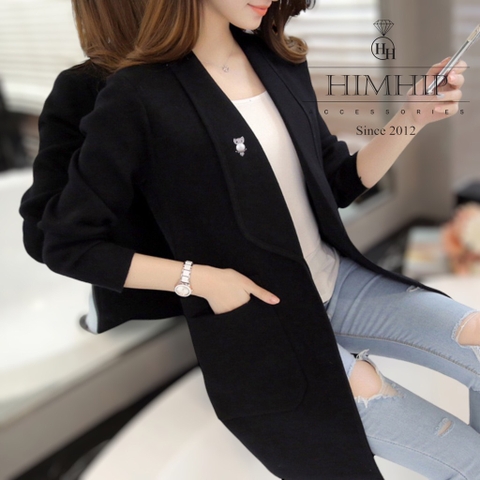 Pin Cài Áo HimHip Cú Mèo Đậu Cành Cây Sang Trọng HKCC Mix Trai 3*1,6cm - Trắng