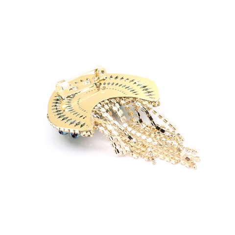 Trâm, Ghim Cài Áo HimHip Sứa Tua Rua Dài Thanh Lịch HKCC Đính Phale 4,5*7cm