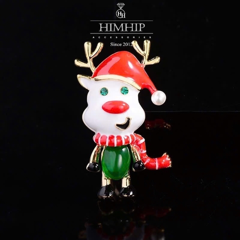 [Noel] Trâm, Ghim Cài Áo HimHip Tuần Lộc Nhỏ Đội Mũ Noel Đáng Yêu HKCC Đính Phale 3*2cm