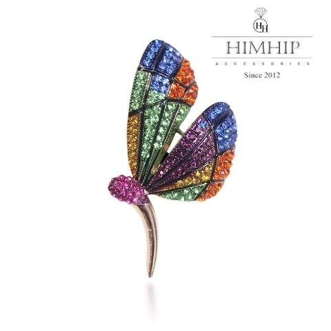 Trâm, Ghim Cài Áo HimHip Bướm Nhiều Màu Thanh Lịch HKCC Đính Phale 3*5cm