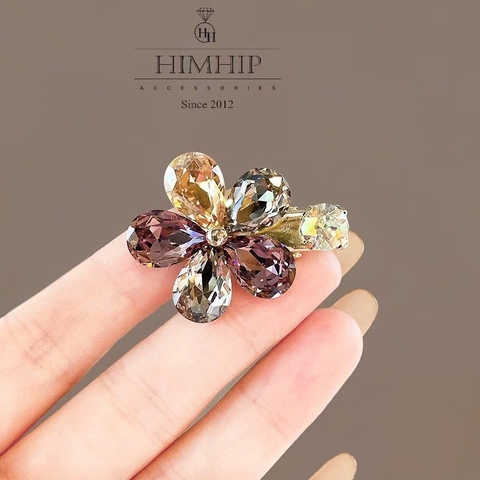 Kẹp Mỏ Vịt HimHip HKCC Đính Phale Hoa Đa Sắc Sang Trọng 4x3cm