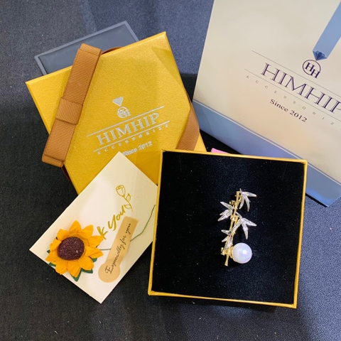 Trâm, Ghim Cài Áo HimHip Cây Tre Sang Trọng HKCC Mix Trai 2,5*5cm