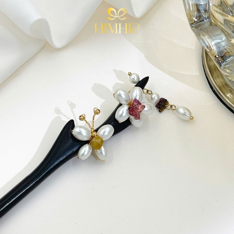 Trâm Cài Tóc HimHip Nhất Điệp Châu Hoa 18cm Kèm Hộp Phụ Kiện Áo Dài