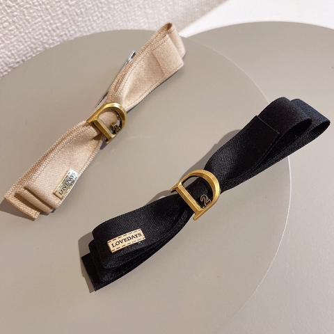 Kẹp Mái Mỏ Vịt HimHip Phối Nơ Vải Chữ D Thanh Lịch 9cm