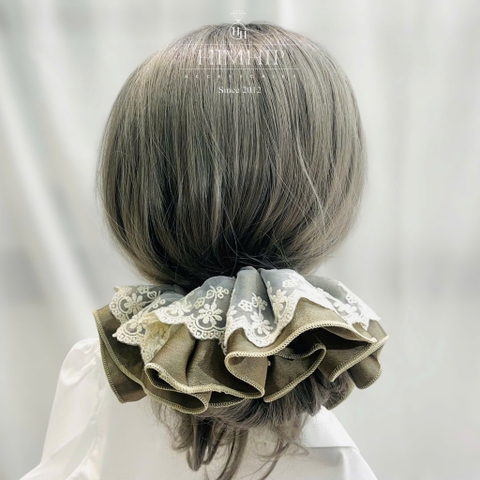 Scrunchies HimHip Bản To Vải Nhún Mix Ren Tiểu Thư 22cm