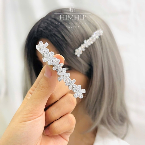 Kẹp Mỏ Vịt HimHip HKCC Đính 6 Hoa Phale Lấp Lánh 6.5x1cm