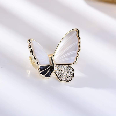 Trâm, Ghim Cài Áo HimHip Bướm Khảm Trai Đen Trắng Sang Trọng HKCC Đính Phale 2,3cm