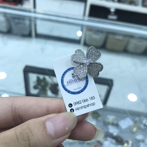Pin Cài Áo HimHip Cỏ 4 Lá To May Mắn HKCC Đính Phale 2cm
