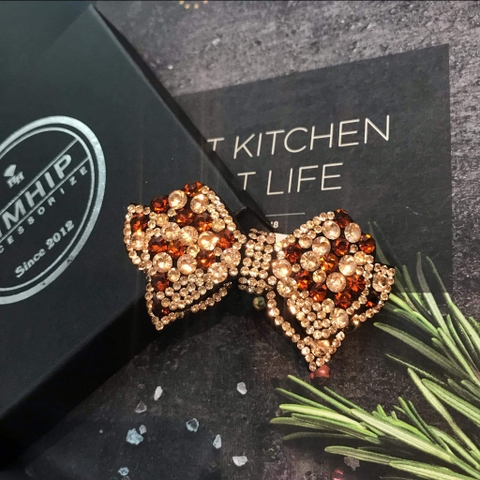 Kẹp Bấm HimHip Đính Đá Nhiều Màu Hình Nơ Thanh Lịch 9cm
