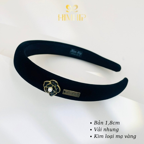 Bờm HimHip Phối Vải Nhung Mix Hoa Trà Thanh Lịch 1.8cm