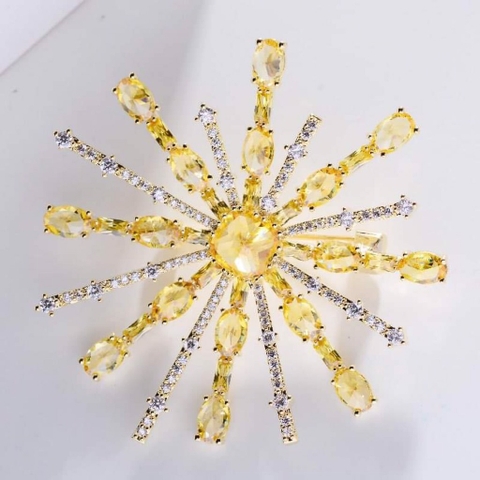 Trâm, Ghim Cài Áo HimHip Chùm Hoa Vàng Sang Trọng HKCC Đính Phale 5*5,5cm