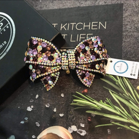 Kẹp Bấm HimHip Đính Đá Nhiều Màu Hình Nơ Thanh Lịch 9cm