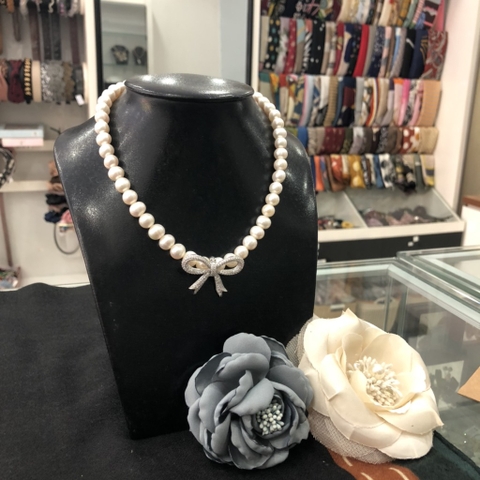 [Thiết Kế] Vòng Cổ HimHip Trai Thật 8Li Mix Charm Nơ Đính Phale Sang Trọng 41cm