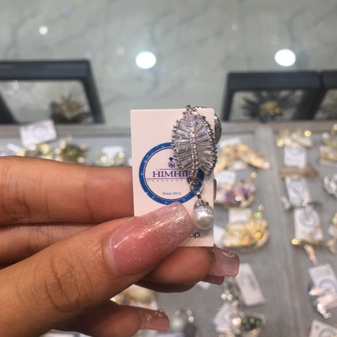 Pin cài cúc lá đá viên trai  sang trọng 1*3cm