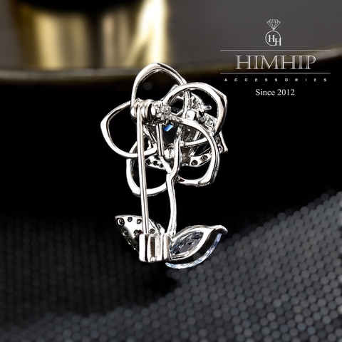 Trâm, Ghim Cài Áo Nhỏ HimHip Hoa Hồng Trắng Cá Tính HKCC Đính Phale 2,5*1,8cm