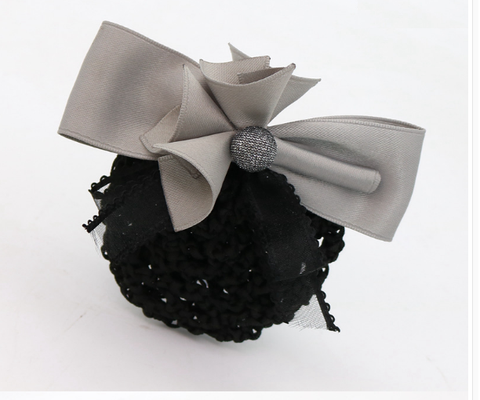 Kẹp Bối, Búi Lưới HimHip Phối Vải Trơn Tạo Hình Bó Hoa Thanh Lịch 7x12cm