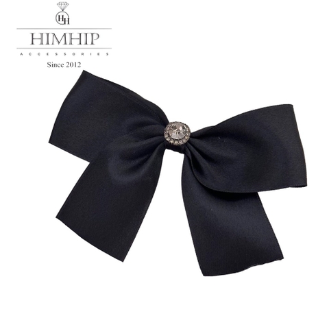Kẹp Mái Mỏ Vịt HimHip Phối Vải Đính Đá Thắt Nơ Thanh Lịch 12x8cm