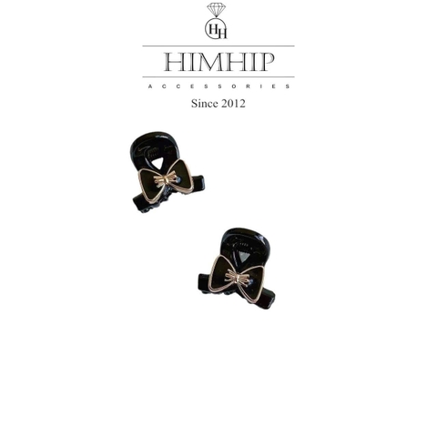 Kẹp Đỉnh HimHip Composite Nơ Nhỏ Viền Vàng Thanh Lịch 6 Răng 2.1x2.1cm