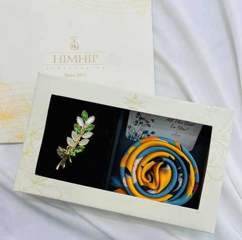 Set Quà HimHip Khăn Lụa Vuông 70x70cm & Kẹp Tóc Kèm Túi Hộp Thiệp - 31