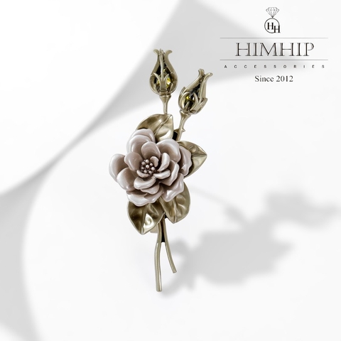Trâm, Ghim Cài Áo HimHip Cành Hồng Khô Sang Trọng HKCC Mix Phale 4,5*7cm