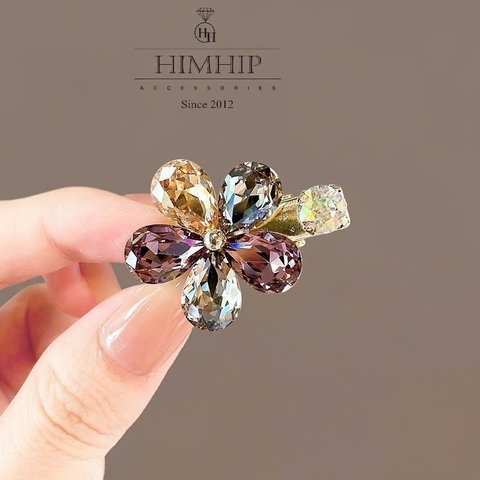 Kẹp Mỏ Vịt HimHip HKCC Đính Phale Hoa Đa Sắc Sang Trọng 4x3cm