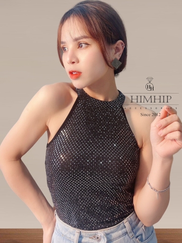 Khuyên Tai Nụ HimHip Hình Thoi Sang Trọng HKCC Đính Phale 3x3cm