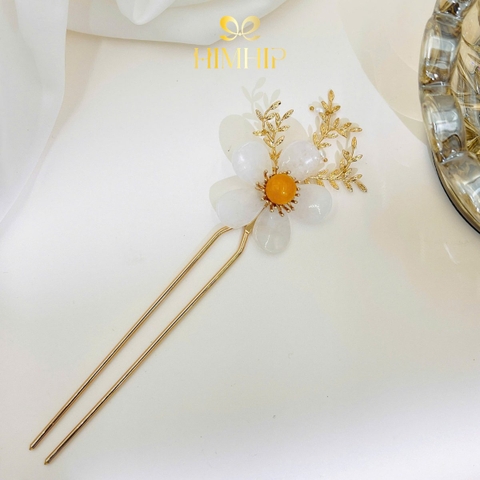 Trâm Cài Tóc HimHip HKCC Cành Mai Nụ Vàng 16.5*4.5cm Kèm Hộp Phụ Kiện Áo Dài