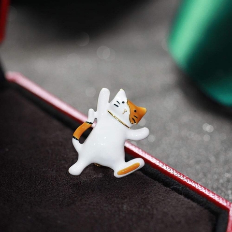 Trâm, Ghim Cài Áo HimHip Mèo Thần Tài May Mắn HKCC 1,5*3cm