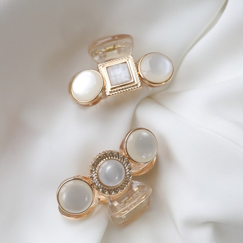 Kẹp Càng Cua HimHip Composite Mặt Đá Viền Vàng Thanh Lịch 8 Răng 5cm