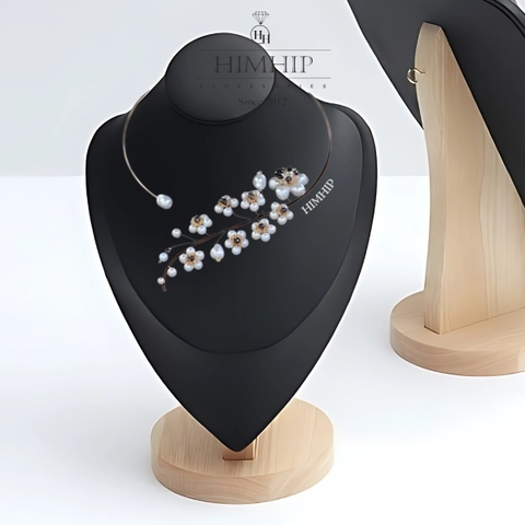Kiềng Cổ HimHip Tinh Thể Ngọc Trai Hương Sắc Ngọc Mai Cao Cấp 15cm Phụ Kiện Áo Dài