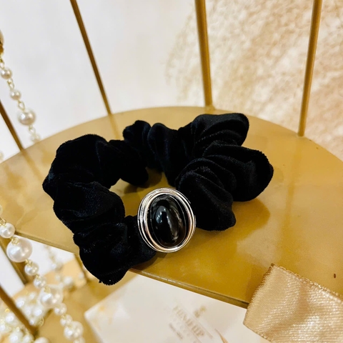 Scrunchies HimHip Phối Vải Nhung Đính Đá Sang Trọng 4cm