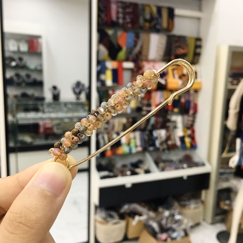 Trâm, Ghim Cài Kim Băng HimHip Kết Đá Nhỏ Sang Trọng HKCC Đính Hạt Cườm 5.5-7.5cm