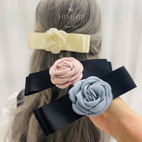 Kẹp Bật HimHip Phối Hoa Hồng Vải Nữ Tính 6x16cm