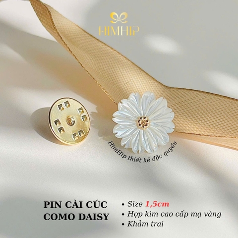 [Thiết Kế] Pin Cài Cúc HimHip Como Daisy HKCC Khảm Trai 1.5~2cm