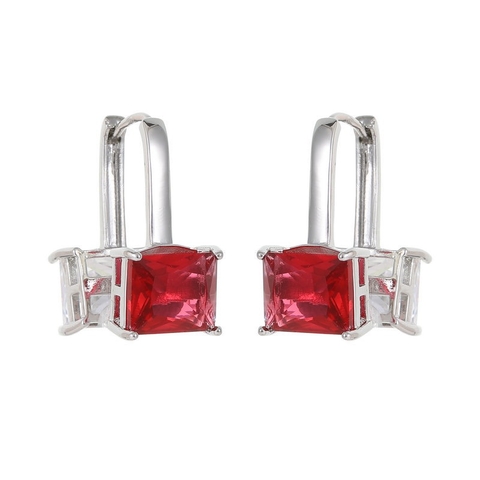 Khuyên Tai Ngắn HimHip Mặt Đá Vuông Sang Trọng HKCC Đính Phale 1x2cm