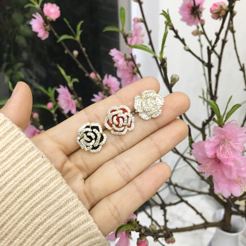 Pin Cài Áo HimHip Hoa Hồng Viền Đá Nữ Tính HKCC Đính Phale 2cm