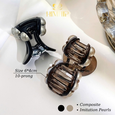 Kẹp Càng Cua HimHip Composite Lượn Sóng Hạt Giả Trai Đính Đá 10 Răng 6x4cm